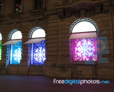 Christmas Window Decoration Stock Photo