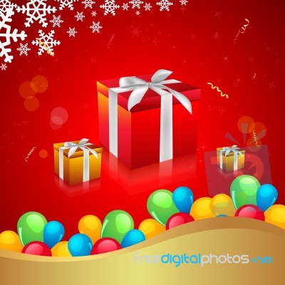 Christmas With Gift And Balloons Stock Image