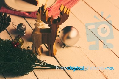 Christmas Wooden Background Stock Photo