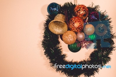 Christmas Wreath Background Stock Photo