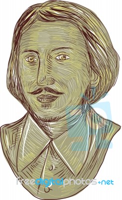 Christopher Marlowe Bust Drawing Stock Image