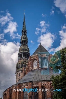 Church Of St. Peter In Riga Stock Photo