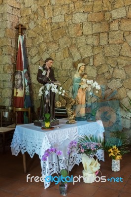 Church Of The Franciscan Father Don Giacomino In Baia Sardinia Stock Photo