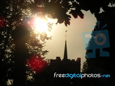 Church Through The Trees Stock Photo