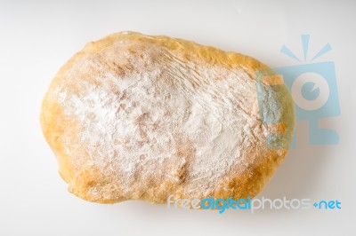 Ciabatta On The White Background Top View Stock Photo