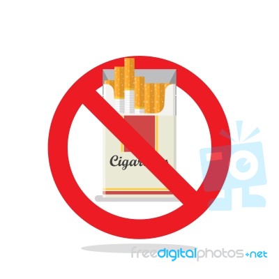 Cigarettes Pack Prohibition Sign Stock Image