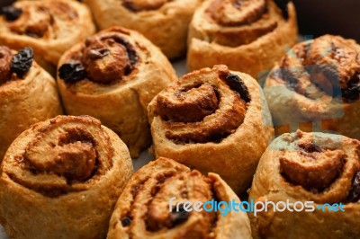 Cinnamon Rolls Closeup Stock Photo