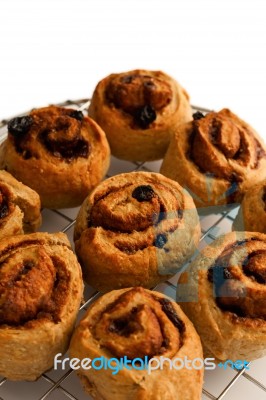 Cinnamon Rolls Freshly Baked Stock Photo