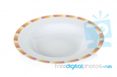 Circle White Plate Isolated On A White Stock Photo