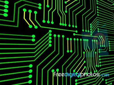 Circuit Board Represents Hi Tech And Electronics Stock Image