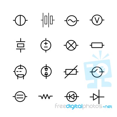 Circuit Electronic Icon Set On White Background Stock Image