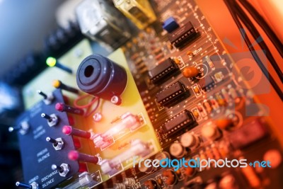 Circuit Electronic On Motherboard Stock Photo