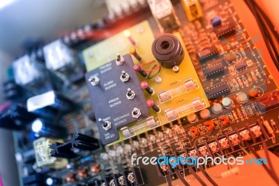 Circuit Electronic On Motherboard Stock Photo