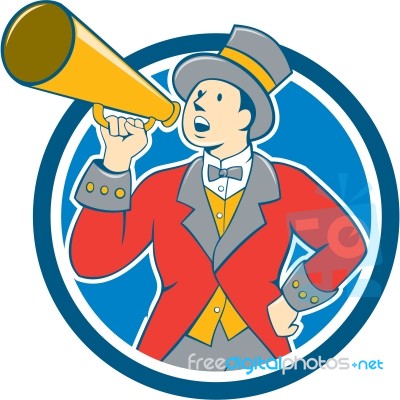 Circus Ringmaster Bullhorn Circle Cartoon Stock Image