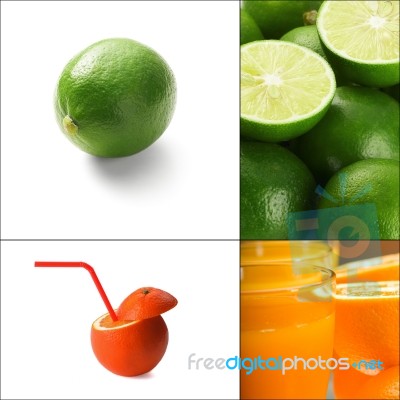 Citrus Fruits Collage Stock Photo