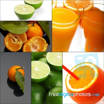 Citrus Fruits Collage Stock Photo