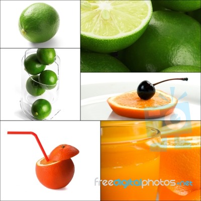 Citrus Fruits Collage Stock Photo