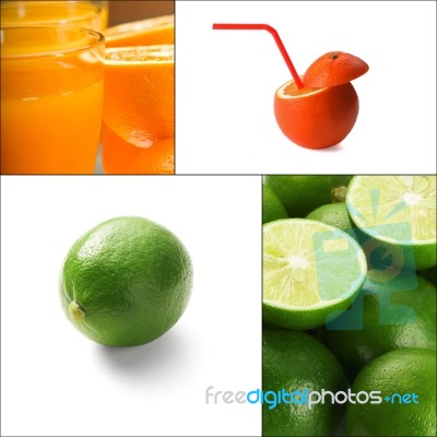 Citrus Fruits Collage Stock Photo