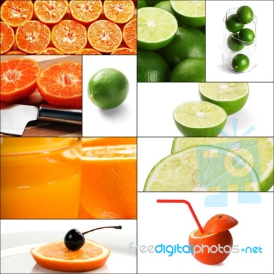 Citrus Fruits Collage Stock Photo