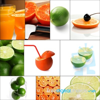 Citrus Fruits Collage Stock Photo