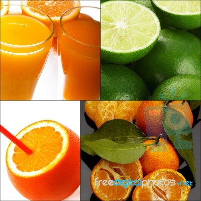 Citrus Fruits Collage Stock Photo