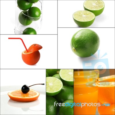 Citrus Fruits Collage Stock Photo