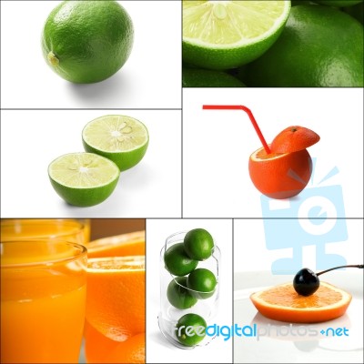 Citrus Fruits Collage Stock Photo