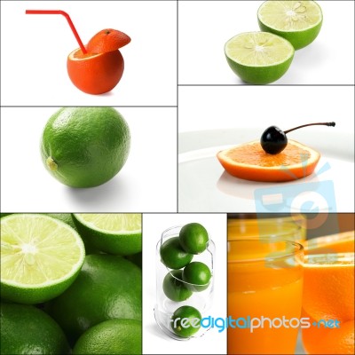 Citrus Fruits Collage Stock Photo