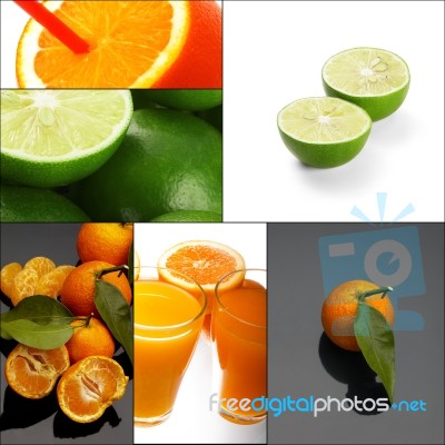 Citrus Fruits Collage Stock Photo