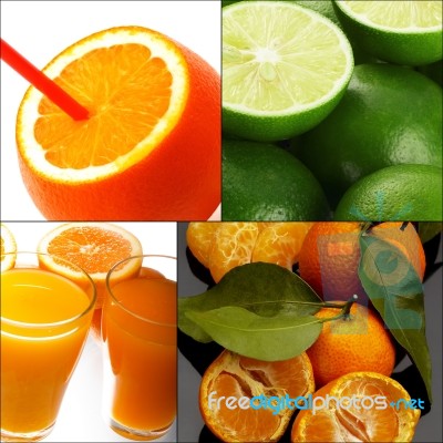 Citrus Fruits Collage Stock Photo