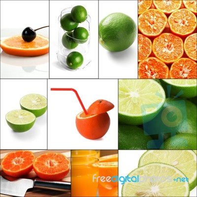 Citrus Fruits Collage Stock Photo