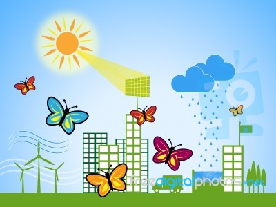 City Butterflies Shows Downtown Butterfly Naturally Flying Stock Image