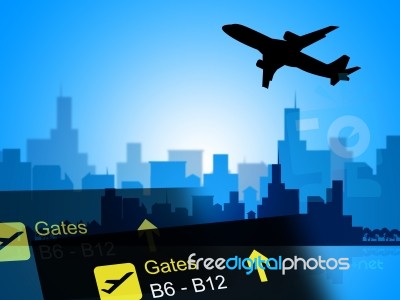 City Flight Represents Aeroplane Schedules And Aircraft Stock Image