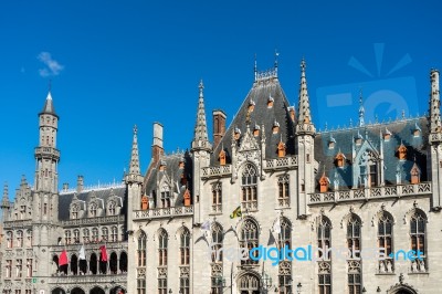 City Hall In Market Square   In Bruges West Flanders Belgium Stock Photo