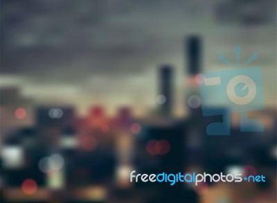 City In The Evening Blurring Background -  Background Stock Image