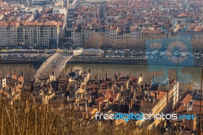 City Landscape In The City Of Lyon Stock Photo