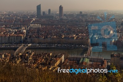 City Landscape In The City Of Lyon Stock Photo