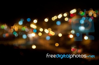 City Lights Circular Bokeh Abstract Background Stock Photo