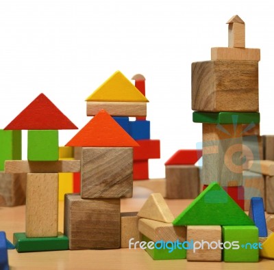 City Of Wooden Cubes Stock Photo