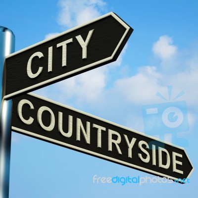 City Or Countryside Directions On A Signpost Stock Image