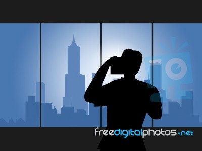 City Photographer Indicates Metropolis Buildings And Pictures Stock Image