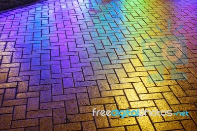 City Road Paved With Tiles Stock Photo