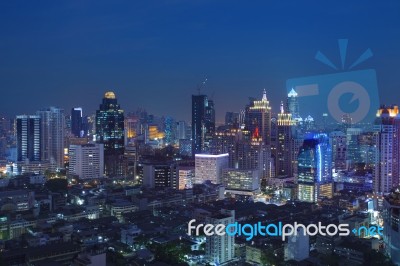 City Scape In Heart Of Bangkok Thailand With Beautiful Lighting Stock Photo