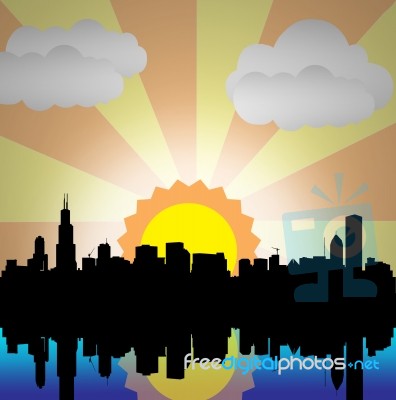 City Scape With Sunrise Stock Image