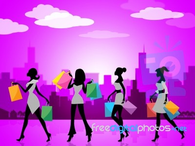 City Shopping Indicates Commercial Activity And Buying Stock Image