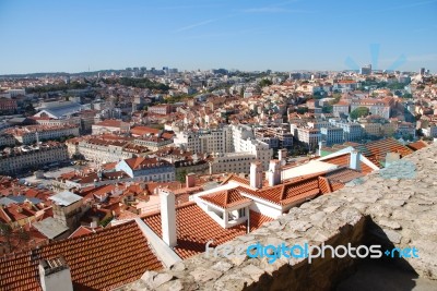 Cityscape Of Lisbon In Portugal (sao Jorge Castle View) Stock Photo