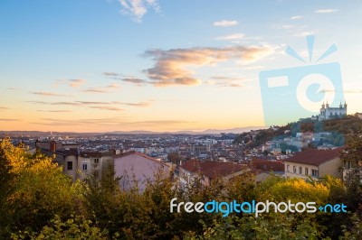 Cityscape Of Lyon, France Stock Photo