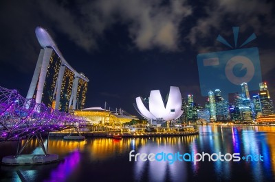 Cityscape Of Singapore At Marina Bay Stock Photo