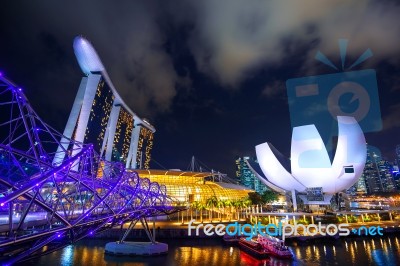 Cityscape Of Singapore At Marina Bay Stock Photo