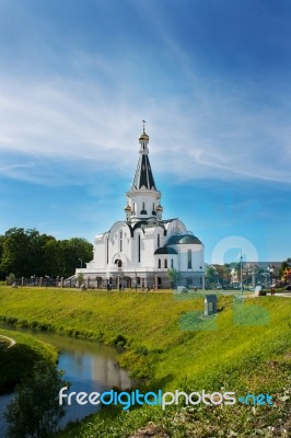 Cityskape With Church Of St. Alexander Nevsky Stock Photo